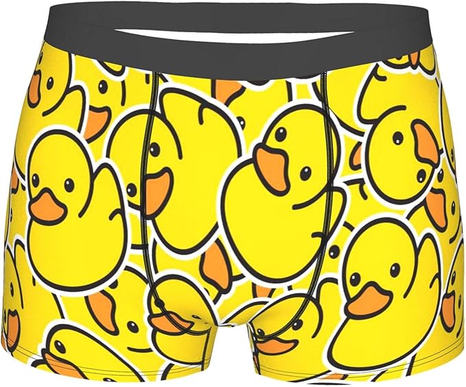 QUKEFU Men's Boxer Briefs,Duck Rubber Ducky Cartoon Animal Overlay,Men's Underwear Breathable