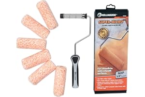 ROLLINGDOG 4 Inch Paint Rollers - Mini Roller Frame with 6PC Microfiber Small Roller Covers with 3/8” Nap for Walls,Cabinets,