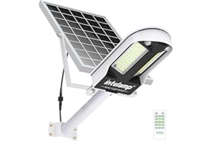 intelamp Solar Street Lights Outdoor Waterproof 3000LM 12500mAh Security Flood Lighting, Dual 180° PIR Motion Sensors & Remote Control Dusk to Dawn Linkable Streetlight for Driveways Parking Lot