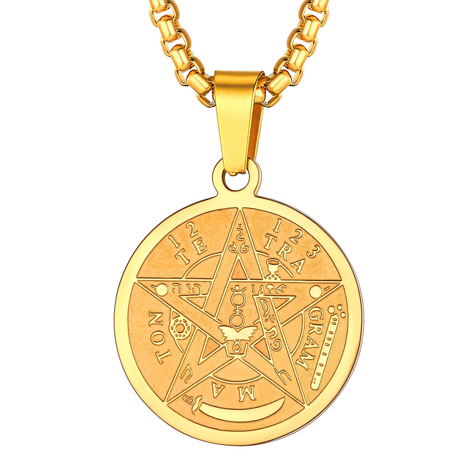 U7 Pentagram Satanic Protection Necklace For Men Wiccan Pentacle Witch Jewellery Witchcraft Gifts