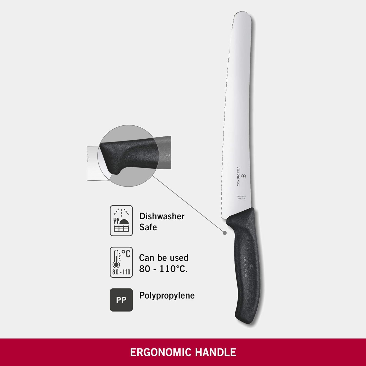 Victorinox Swiss Classic Professional Pastry Knife, Ultra Sharp Blade, Serrated Edge, 26 cm, Sturdy Plastic Handle - Image 5
