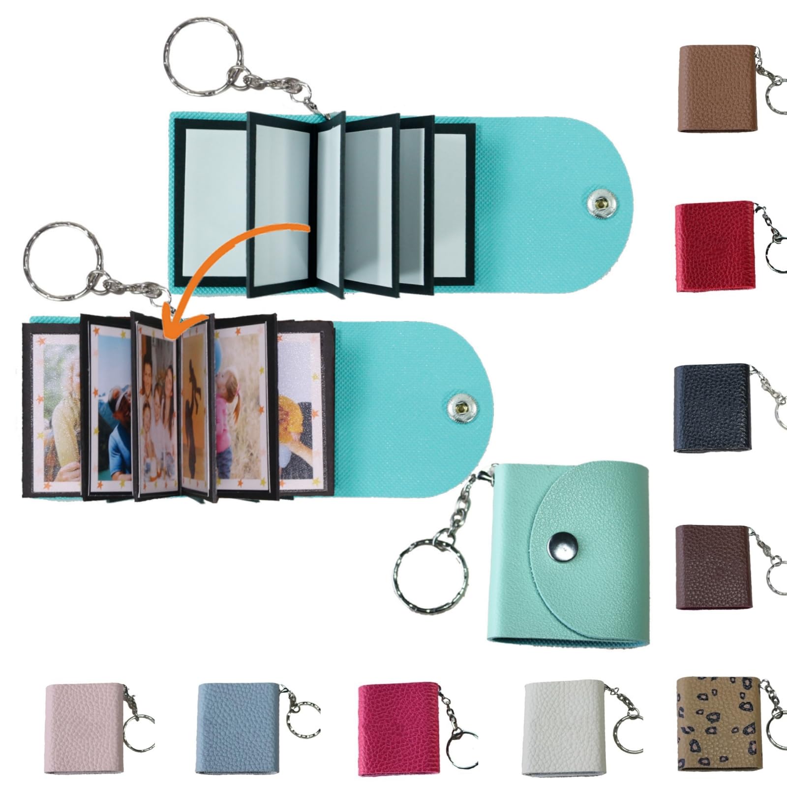 Mini Photo Keychain, DIY Small Custom Leather Memory Photo, Picture Keychains Personalized Album, Mini Cute Key Ring Keychain with Picture Book for Family, Boyfriend, Couples, Dog, Friends_MPKM — image 1