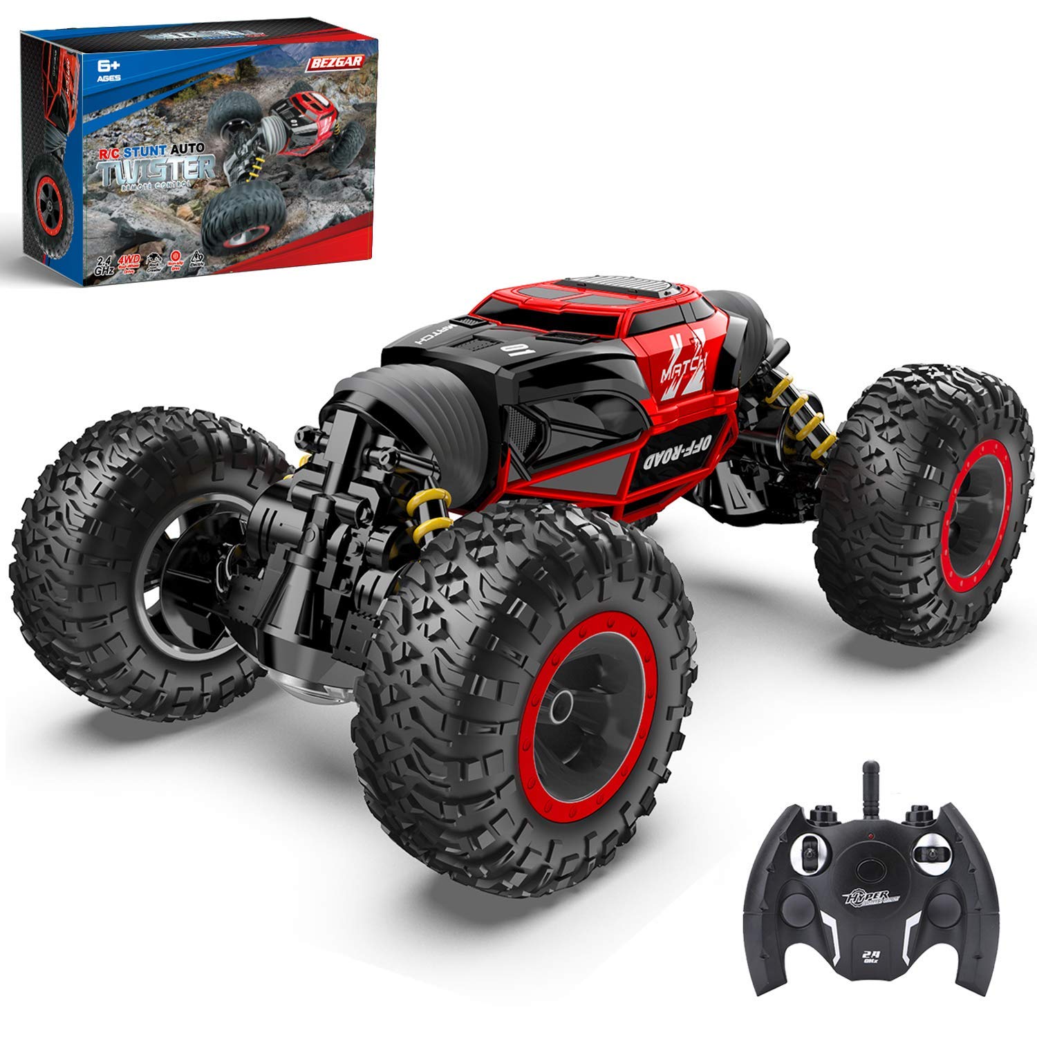 BEZGAR RC Car, 4X4 Kids Off Road 1:14 Large Size Transform Remote Control Car High Speed Fast Racing Monster Vehicle Hobby Truck Electric Toy with Rechargeable Batteries for Boys Teens Adults