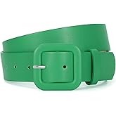 WHIPPY Women Leather Belt Candy Color Fashion Square Buckle Belt Ladies Belt for Jeans Pants Dresses