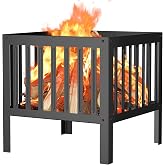 TBMLC 16" Tall,16-Inch Square Steel Grating Fire Pit with Bottom in Black | Portable and Durable,Easy to Install,Perfect for Backyard, Camping, and Bonfire Gathering Outdoor