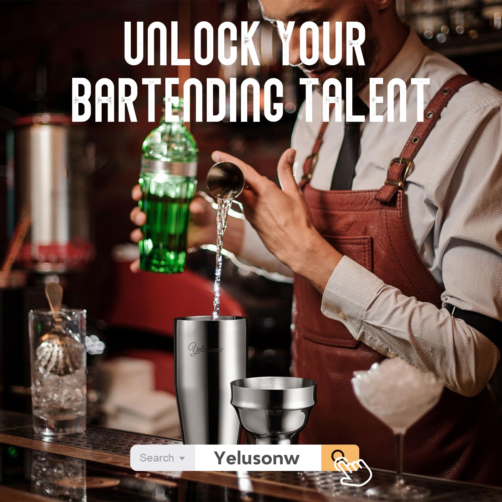 26-Piece Cocktail Shaker Set - Bartender Kit with Stand, Shakers for Cocktail with All Shakers Bartending Bar Tool for Drink Mixing, Home, Lounge & Party