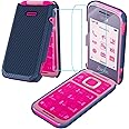 Aulzaju for HMD Barbie Case with [2*Screen Protector],HMD Barbie Phone Case Slim Fit Hard Shell Design [Front Back Full Body Protection] Frosted PC Shockproof Cover for HMD Barbie Blue