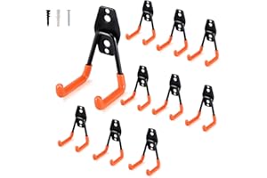 Aoben Heavy Duty Steel Garage Storage Hooks - Utility Tool Hangers and Combinable Wall Mount Hooks for Organizing Ladder, Hold Chairs, Heavy Tools (Small U, 10 Pack)