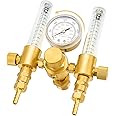 Zistel Dual Output Argon Regulator Flow Meter Mig Tig 0-60CFH CGA580 Inlet, Welding Argon Gas Regulator