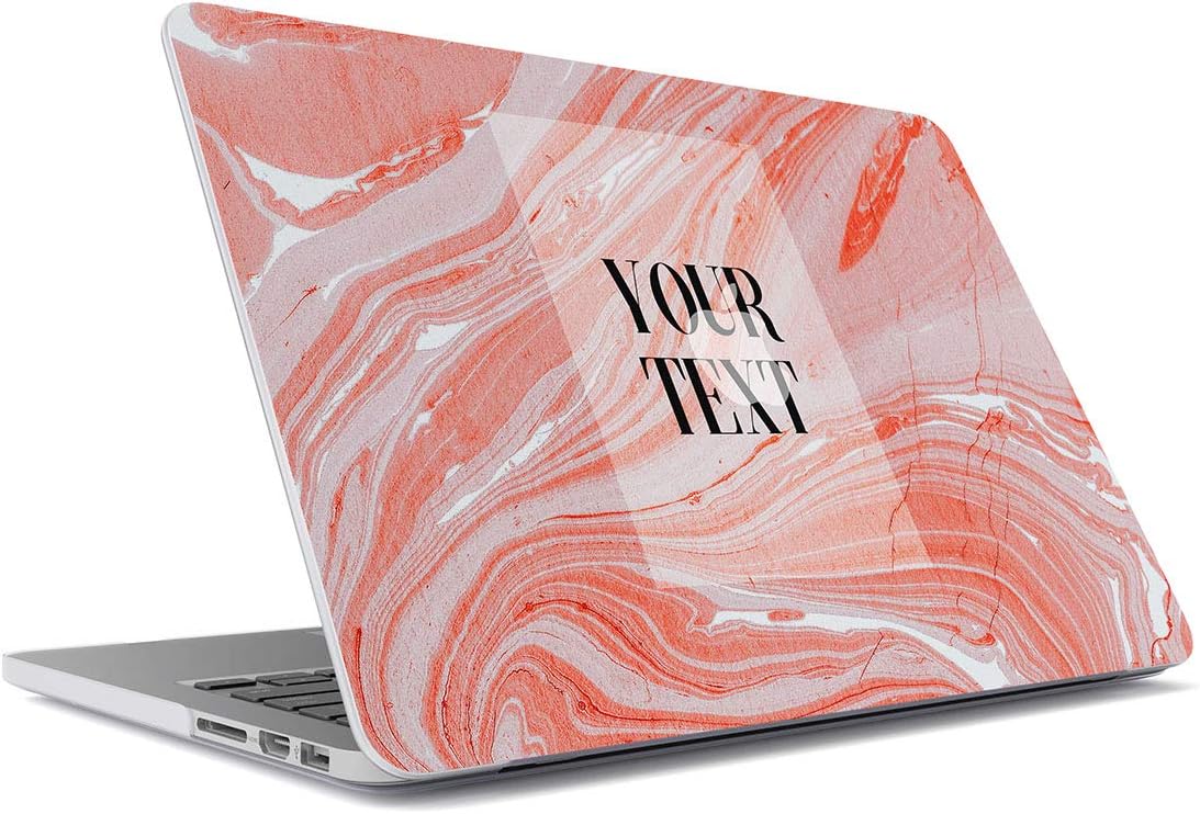 Personalized Slim Plastic Hard Case Cover Compatible With, Macbook Air 13 Inch Model: A1466, A1369 Custom Quote Surname Name Number Letter Text Customized Pink Peachy Marble Stone Customizable