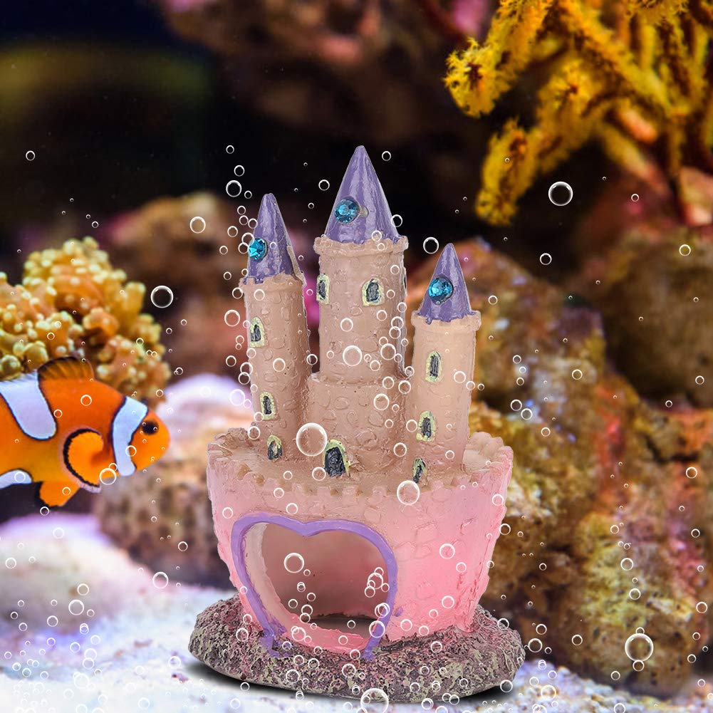 Fydun Castle Fish Tank, Fish Tank Cartoon Castle Decoration, Cartoon Castle Shape Ornaments Landscape Decoration for Aquarium Fish Reptiles Tank