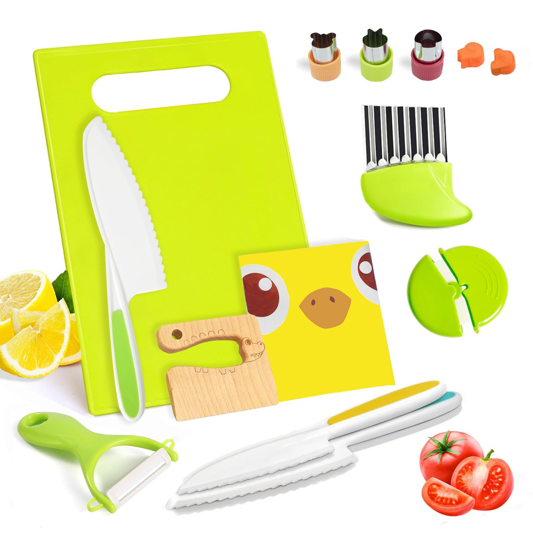 12PC Safe Knife Kid Toddler Kitchen Set for Real Cooking, Toddler Montessori Kitchen Tool Toy for Lillte Girl Boy Age 3-10, Gifts for 3 4 5 6 7 8 9 10 Year Old Girl Boy Birthday Christmas