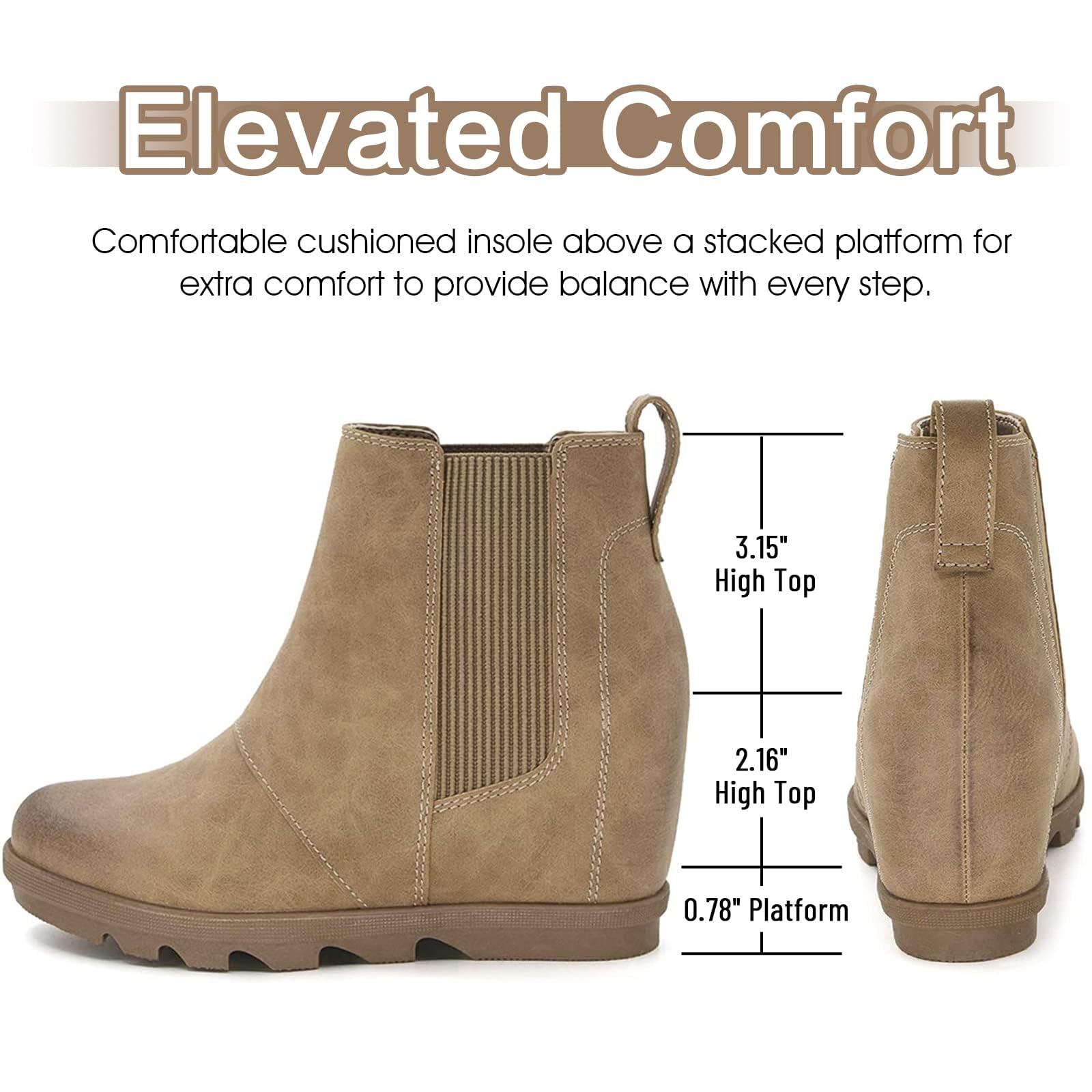 Athlefit Women's Wedge Boots Comfortable Ankle Wedge Booties