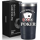 Onebttl Poker Gifts for Men, Unique Poker Player Gifts - The King of Poker - 20oz Tumbler Gifts for Poker Lovers, Birthday Gifts, Christmas Gifts, Gift Box and Card Included