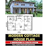 Modern Cottage House plan 3 Bedroom & 2 bath room: Full Construction Drawing