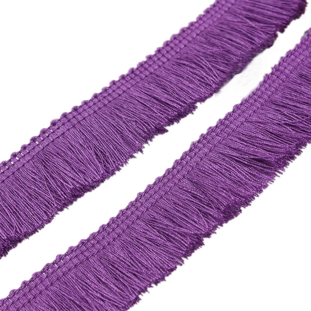 Photo 1 of 27 Yards Polyester Fringe,1inch Wide Tassel Fringe Trim,Decorative Lace Ribbon Boho Fabric Border Trim for Girls Clothing Curtain Dress Skirt Bag Sewing Craft(Purple)
