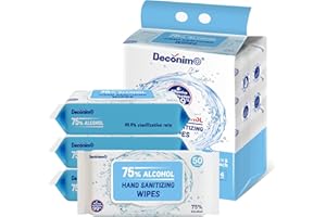 DECÓNIMO Advanced Large 75% Alcohol Hand Sanitizing Wipes, 4 Packs of 50 (200 Wipes) - (Each Wipe Size 6" x 8")