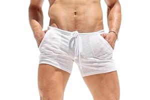 HJINGSUN Mens See Through Shorts Men's Translucent Breathable Sheer Lounge Underwear Compression Short Tights with Drawstring