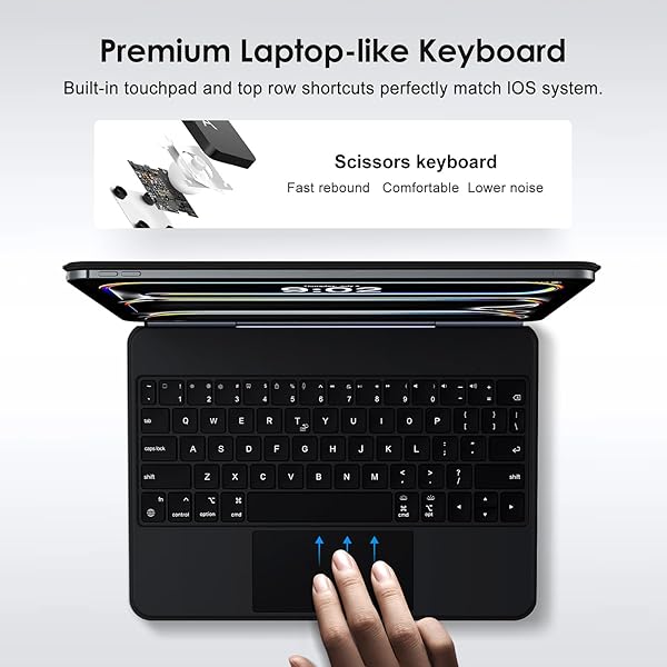 RUNELK KEYBOARD CASE FOR IPAD PRO 11-INCH (M4 2024 / M5 2025), MAGIC-STYLE MAGNETIC KEYBOARD CASE WITH MULTI-TOUCH TRACKPAD, FLOATING CANTILEVER STAND COMPATIBLE WITH IPAD PRO 11 INCH