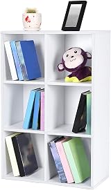 VASAGLE Bookcase Cloud White LBC203D 6 Compartment Storage Shelf view 2