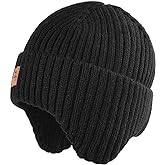 Baby Beanie Fleece Lined Toddler Winter Hat with Ear Flaps Little Girls Boys Warm Hats Cute Beanies for Kids