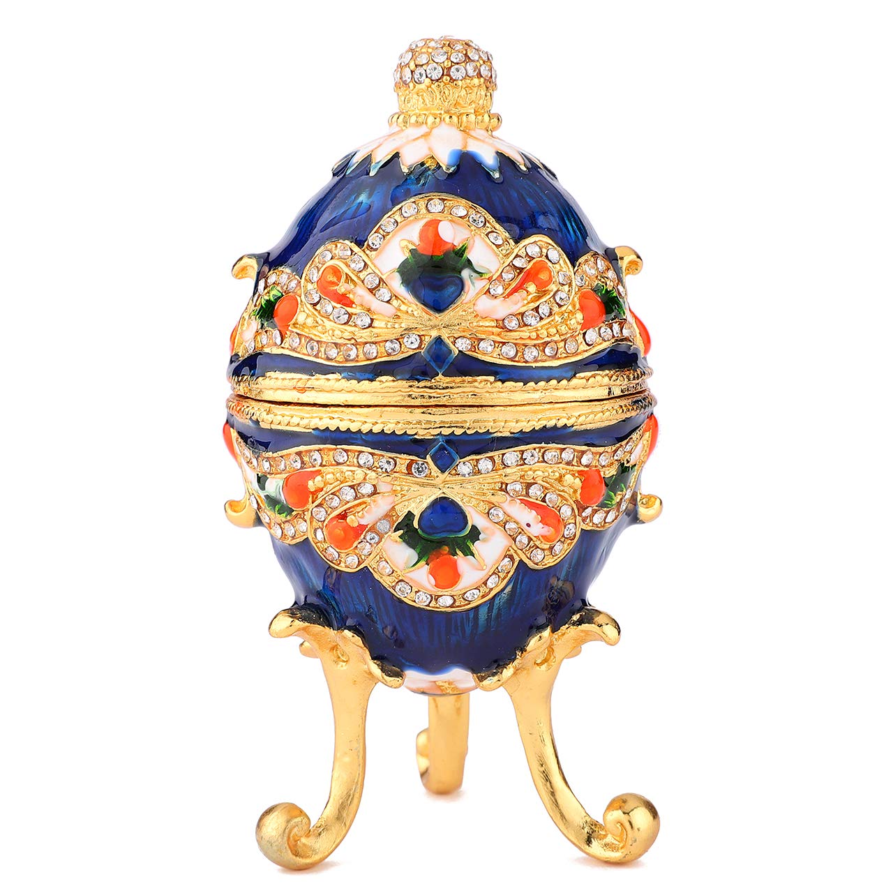 QIFU Vintage Colorful Easter Egg Style Enamel Trinket Box Hinged
