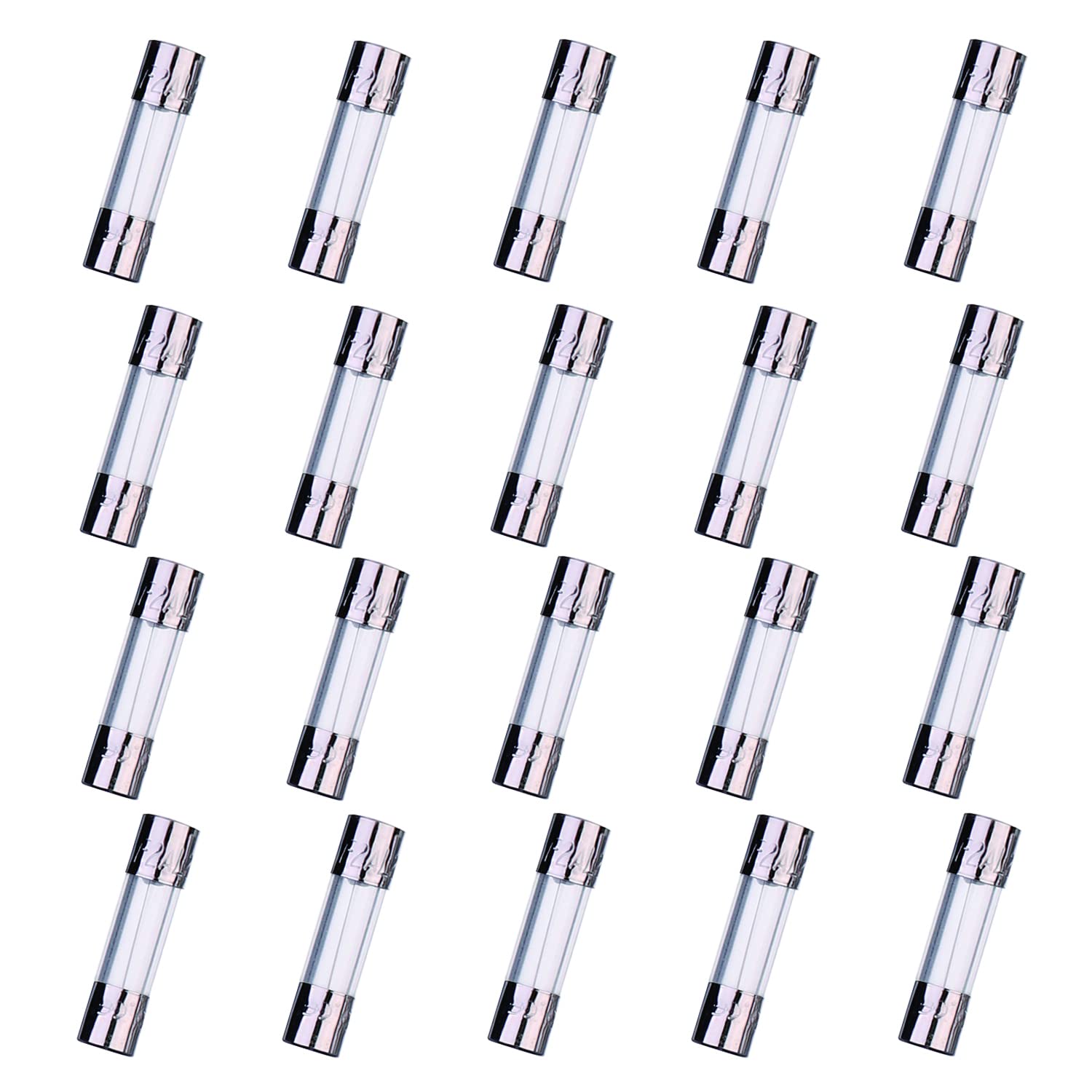 HUAREW F2AL250V 20 Pcs 5x20mm Fast-Blow Glass Fuse 2A 250V 0.2x0.78 inch time delay Fuse(Pack of 20 Pcs)