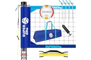 VSSAL Portable Professional Volleyball Net Set with Aluminum Adjustable Height Poles, Heavy Duty Nets Sets System with Easy-Pulldown Tensioner, 2 Scoring Poles for Outdoor, Backyard, Beach, Lawn