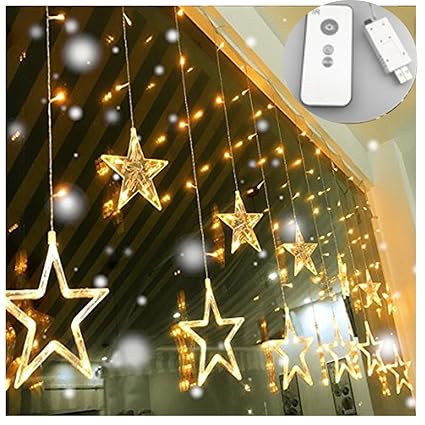 Moonjor Led String Lights Star Curtain Lights Remote Control Usb