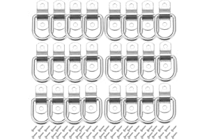 KOAKOMI D Rings Tie Down Anchors Heavy Duty 1/4” Trailer Tie Down Hooks 1200 lbs Capacity with Screws for Trailer Truck Cargo Bed Bracket Surface Mount (24)