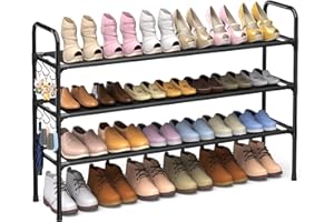 barsone 3 Tier Long Shoe Rack, Holds 18 Pairs-Space Saving Shelves Organizer for Closet, Metal Shoe Rack for Entryway Hallway Apartment Garage, Easy Assembly No-Tool Needed