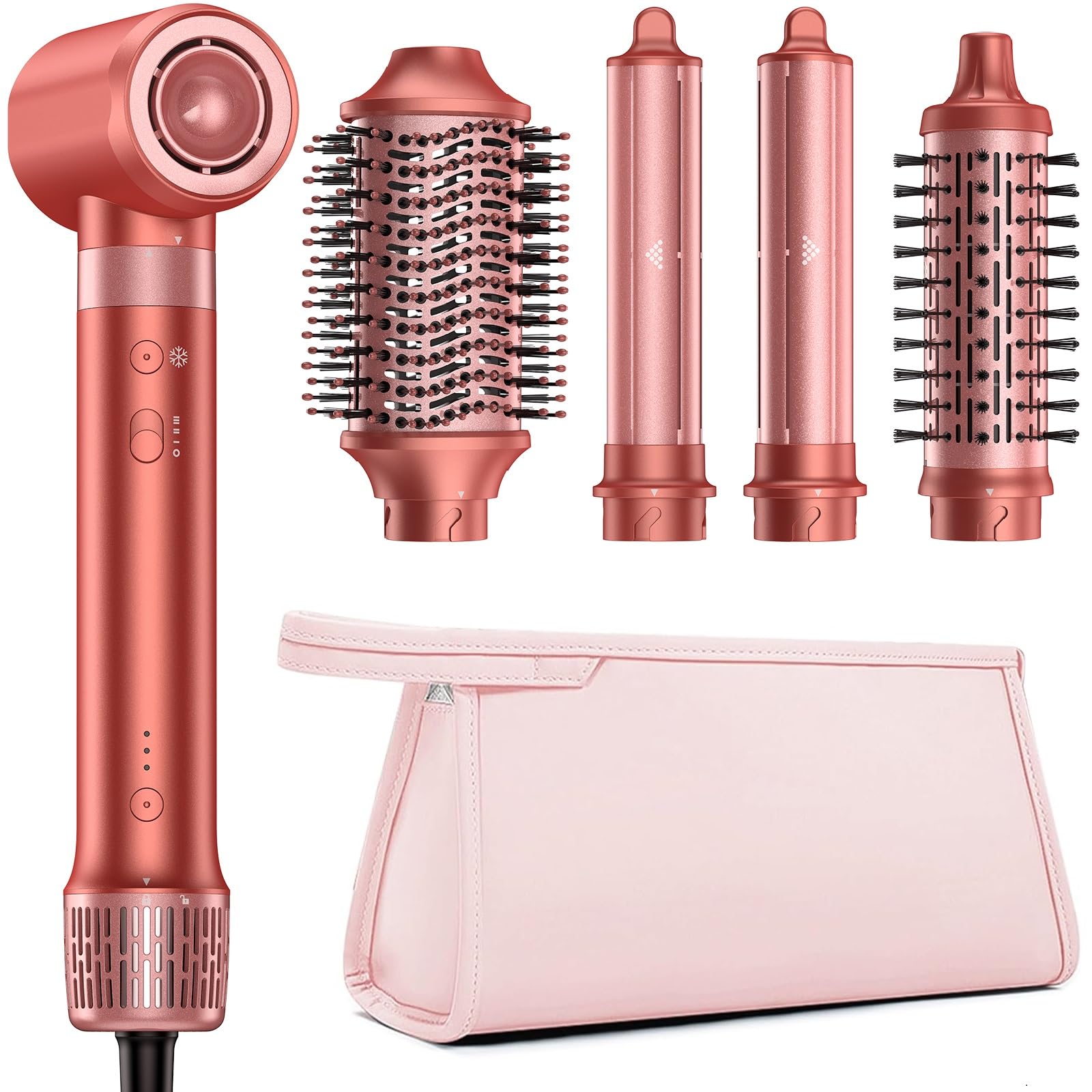 HITTIONA 5 in 1 Hot Air Styler & Hair Styler- High-Speed Hair Dryer Brush, Fast Drying Blow Dryer Brush No Heat Damage Multi-Styler Auto Wrap Curlers for Volumizing Curl Straighten Frizz-Free