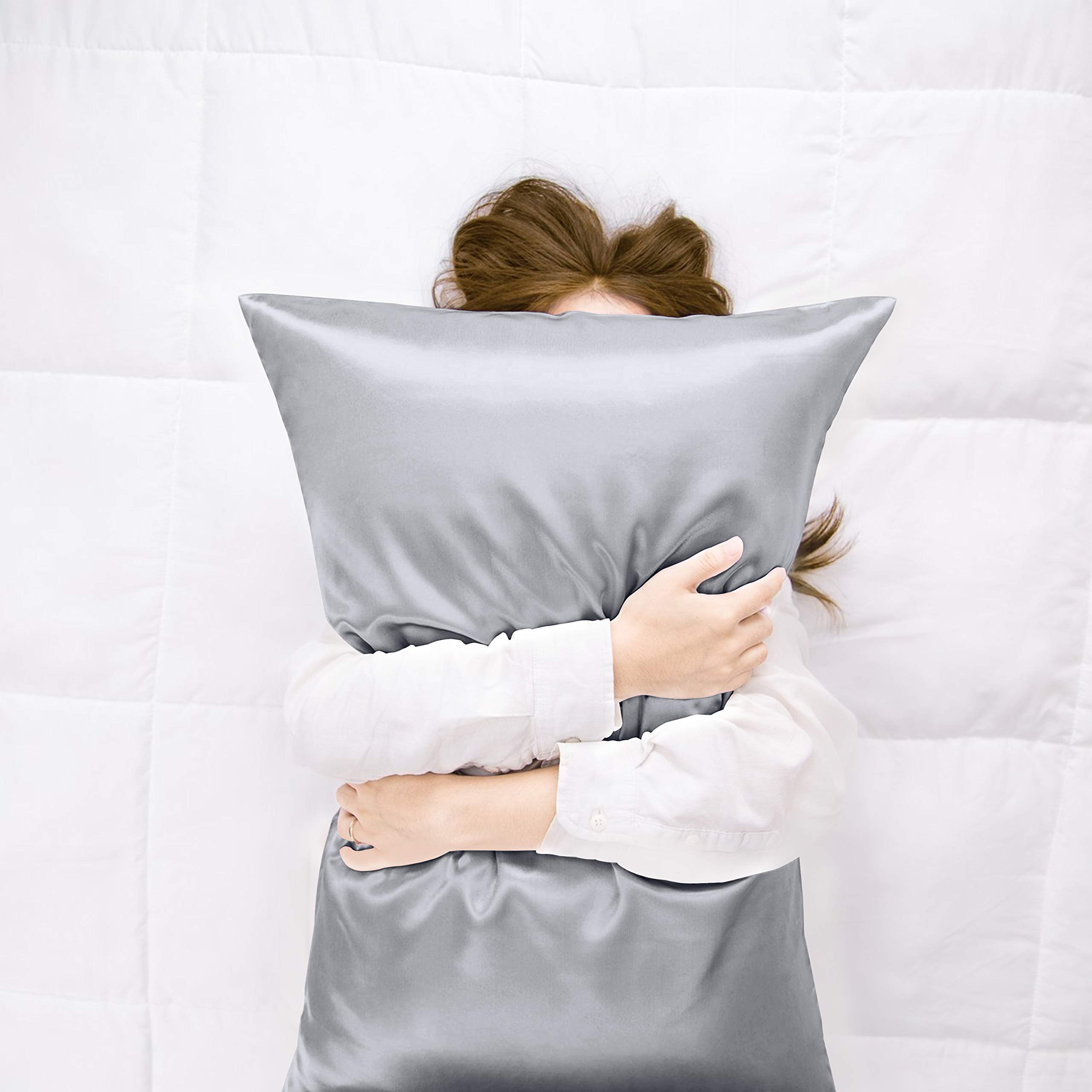 ZHOUBIN Soft-Silky Natural Silk Pillowcases with Both Sides Luxurious 25 Momme Silk and Hidden Zippered for Hair and Skin(1 Pack,20×30\