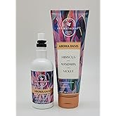 Bath & Body Works - 2 pc Bundle - Aromatherapy – Aroma Oasis - Hibiscus Mandarin Violet - Essential Oil Mist - 5.3 fl oz & Ultimate Hydration Body Cream – 8 oz.
