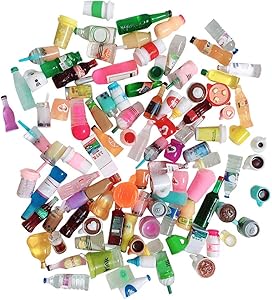 Anrher 100pcs Miniature Drinks Decoration Mixed Wine Coffee Resin Sets for Childrens Doll House Pretend Kitchen Play Cooking Game DIY Party Afternoon Tea