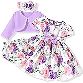 fioukiay Baby Girl Dress and Cardigan Set Infant Girl Bowknot Dresses Outfit Set Clothes with Diaper Cover Fall Winter