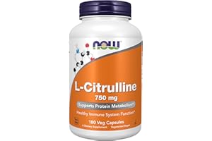 NOW Foods Supplements, L-Citrulline 750 mg, Supports Protein Metabolism*, Amino Acid, 180 Veg Capsules