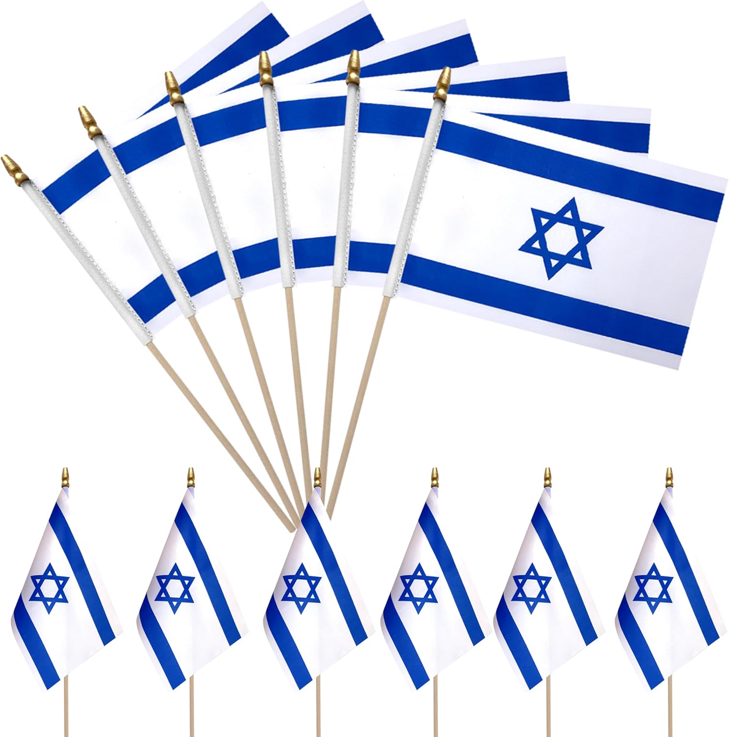 Flags - KERDA 12 Pack Israel Flag Israeli Small Mini Hand Held Flags on Wood Stick,5x8 Inches