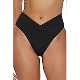 Becca Women's Standard Color Code High Waisted Shirred Bikini Bottom, Cheeky Coverage, Swimwear Separates