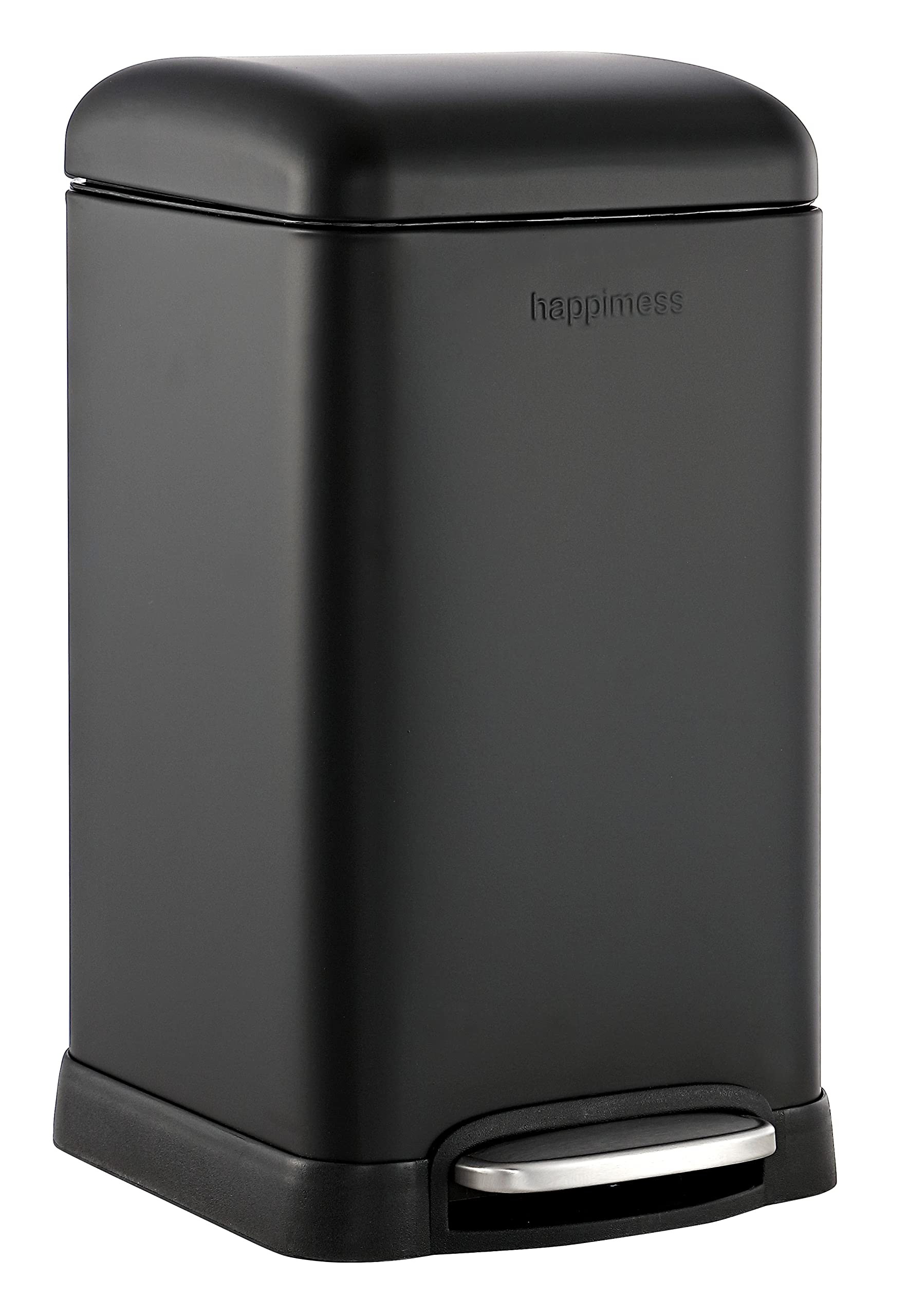 happimess Betty Retro - Pattumiera da cucina, con apertura a gradini, da 3,2 galloni, colore: Nero