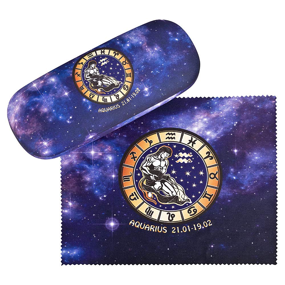 VON LILIENFELD Aquarius Zodiac Sign Horoscope Glasses Case Present Cleaning Cloth Spectacle Cases Lightweight Stable