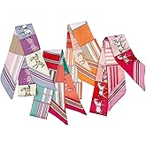 4pcs Purse Scarf For Handbags Silk Head Scarf For Hair Fashion Skinny Scarf For Women Long Neckerchief