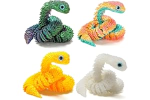 EDGRYJK 3D Printed Snake,12in Flexible 3D Printed Animal Snake,Christmas Fidget Toys Gifts Halloween Decorations Indoor Outdoor,Decorative Easter for Kids Home Decor (4Pcs)