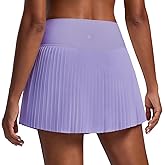 PINSPARK 15" High Waist Pleated Tennis Skirts for Women with Shorts Mini Athletic Workout Golf Skort Skirts with Pockets