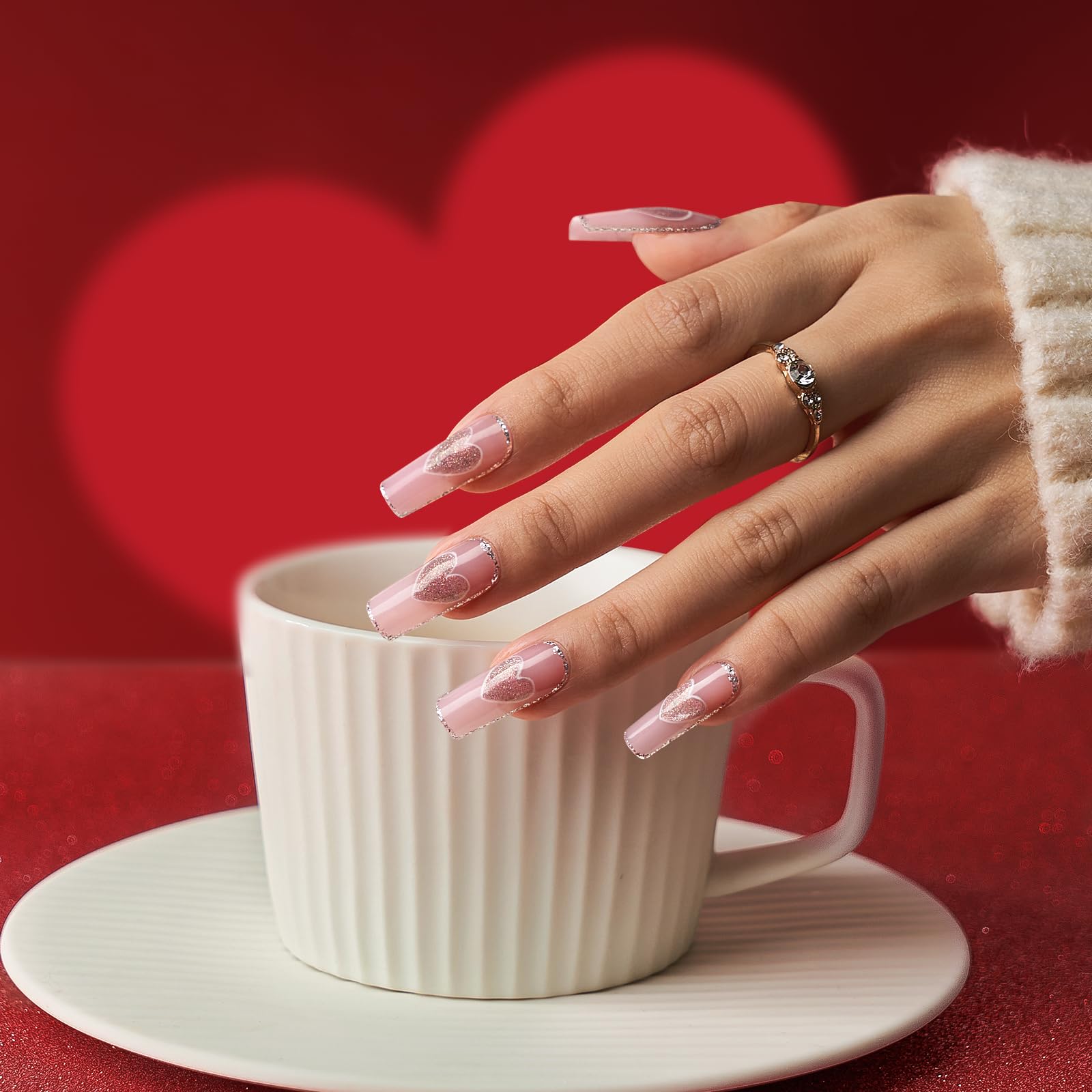 BTArtbox XCOATTIPS Soft Gel Nail Tips - Long Square Press On Nails Pink Colored Natural with Tip Primer Cover, One-Step Full Cover Fake Nails Gel Nails for Nail Extensions Art - Image 2