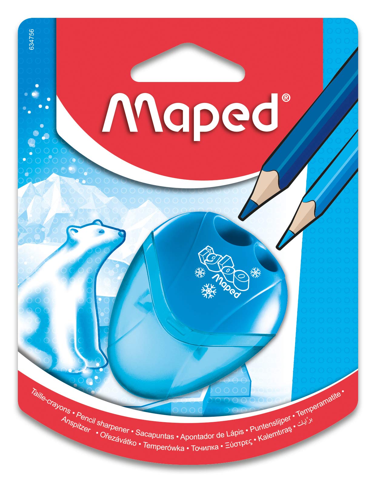 Maped - School Material - Pencil Sharpener I Gloo - Pencil Sharpener with Tank - Have 2 Sharpening Holes - Compact Case Size - 3 Different Designs