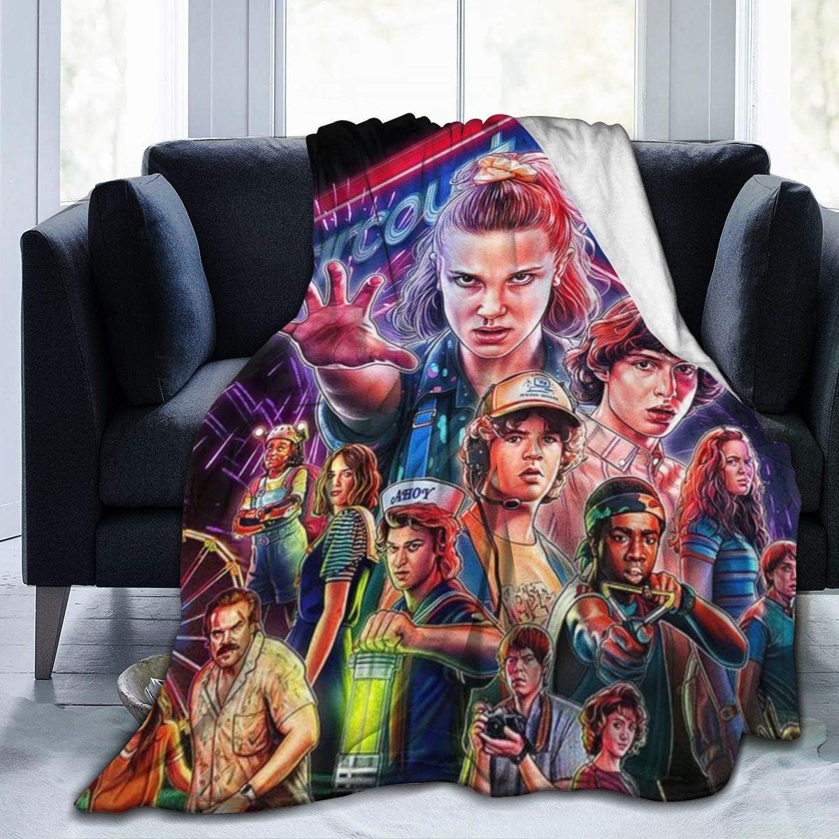YEGFTSN Str-Anger Thin-gs Ultra-Soft Warm Micro Fleece Throw Blanket Sherpa Plush Fleece Wearable Throw Blankets for Bed Couch Living Room 60"x50"