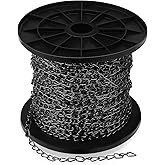 Yaocom 100 ft Galvanized Steel Hanging Jack Chain Metal Black Chain Roll Spool for Light Fixture, Bird Feeders, Overhead Lights, Artworks, Flowerpots (1.3mm)