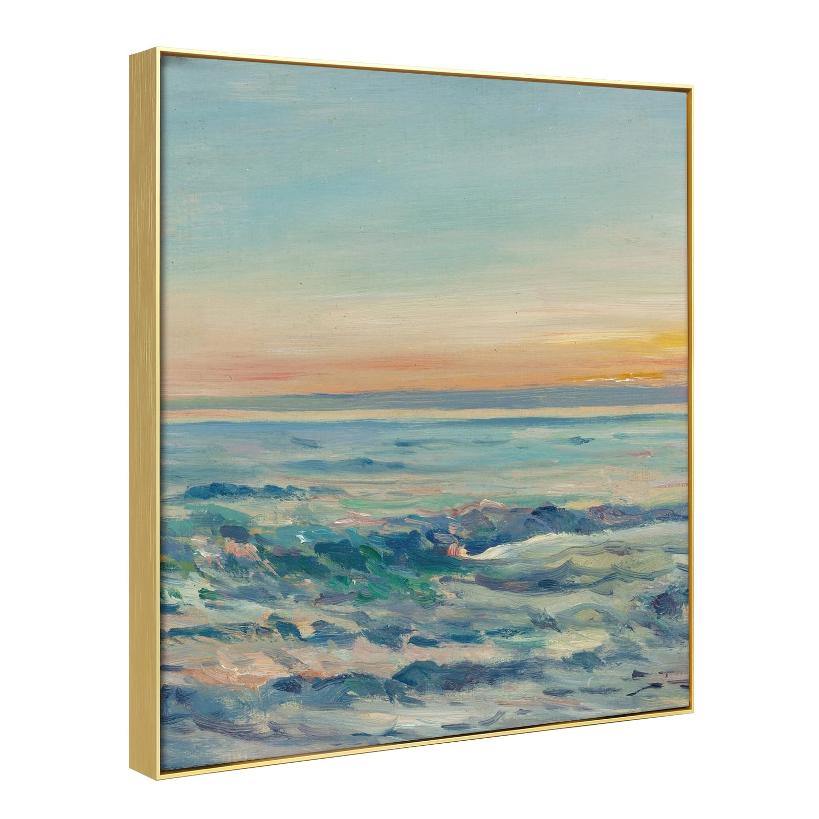 Photo 1 of FOLKOR Floater Frame for 16x24 Canvas Paintings with 0.5-0.8” Deep, DIY Metal Floating Frame for Artists Designers Abstract Artwork, Modern Home Office Wall Decor (Gold)