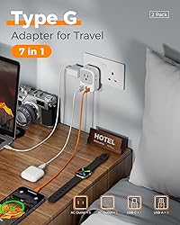 UK Adapters for Travel 2 Pack, TESSAN Type G US to